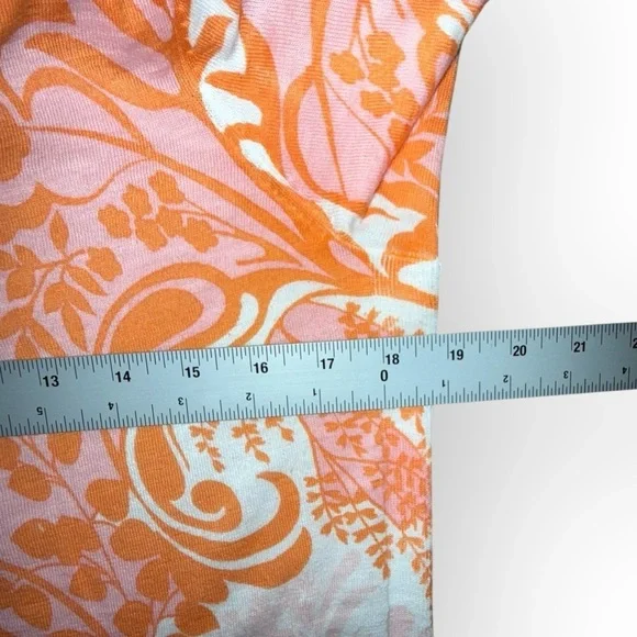 TALBOTS SLUB COTTON V-NECK SWEATER PAISLEY - Women’s M Orange - Picture 7 of 15